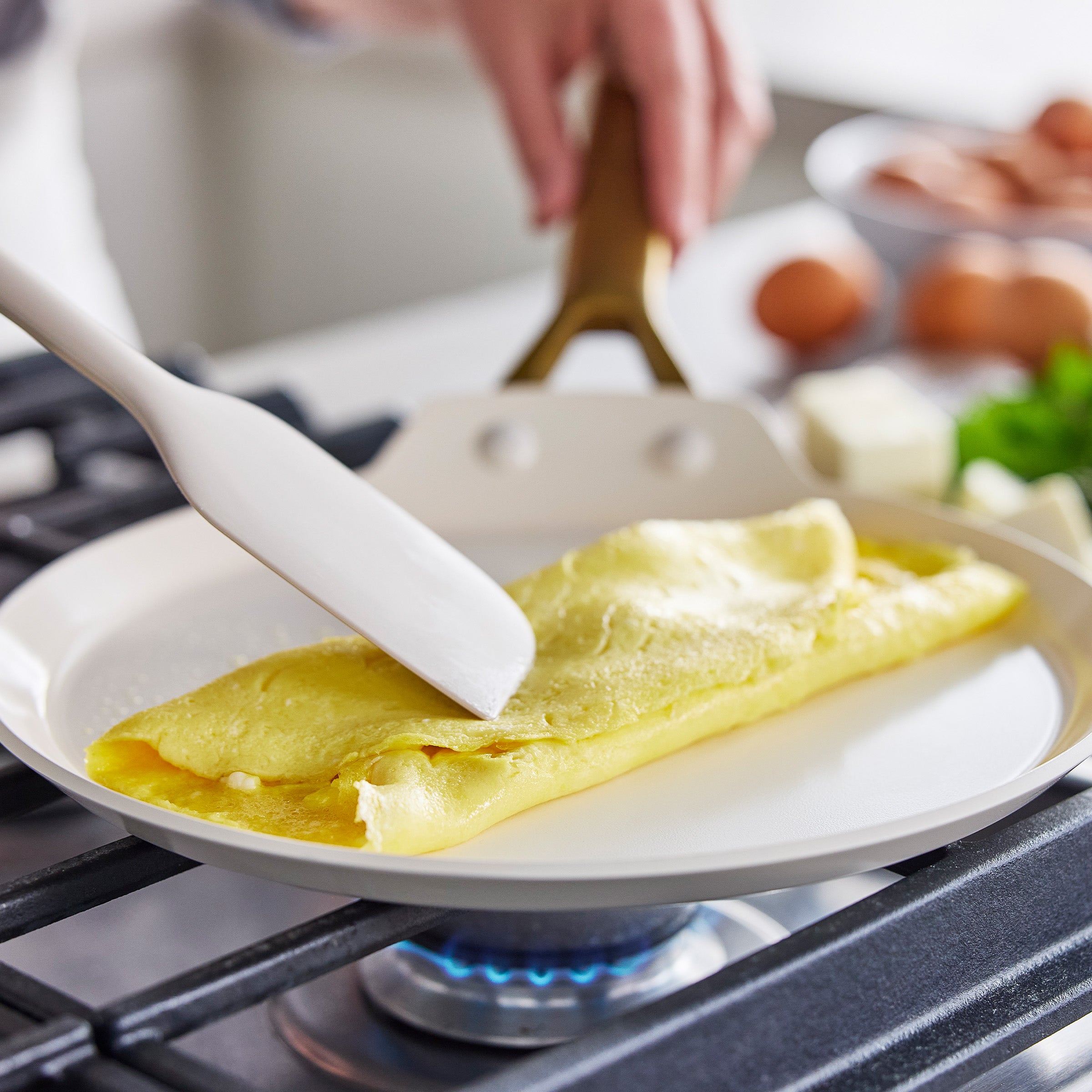 GreenPan Reserve Pro Ceramic Nonstick 10" Crepe Pan | Cream