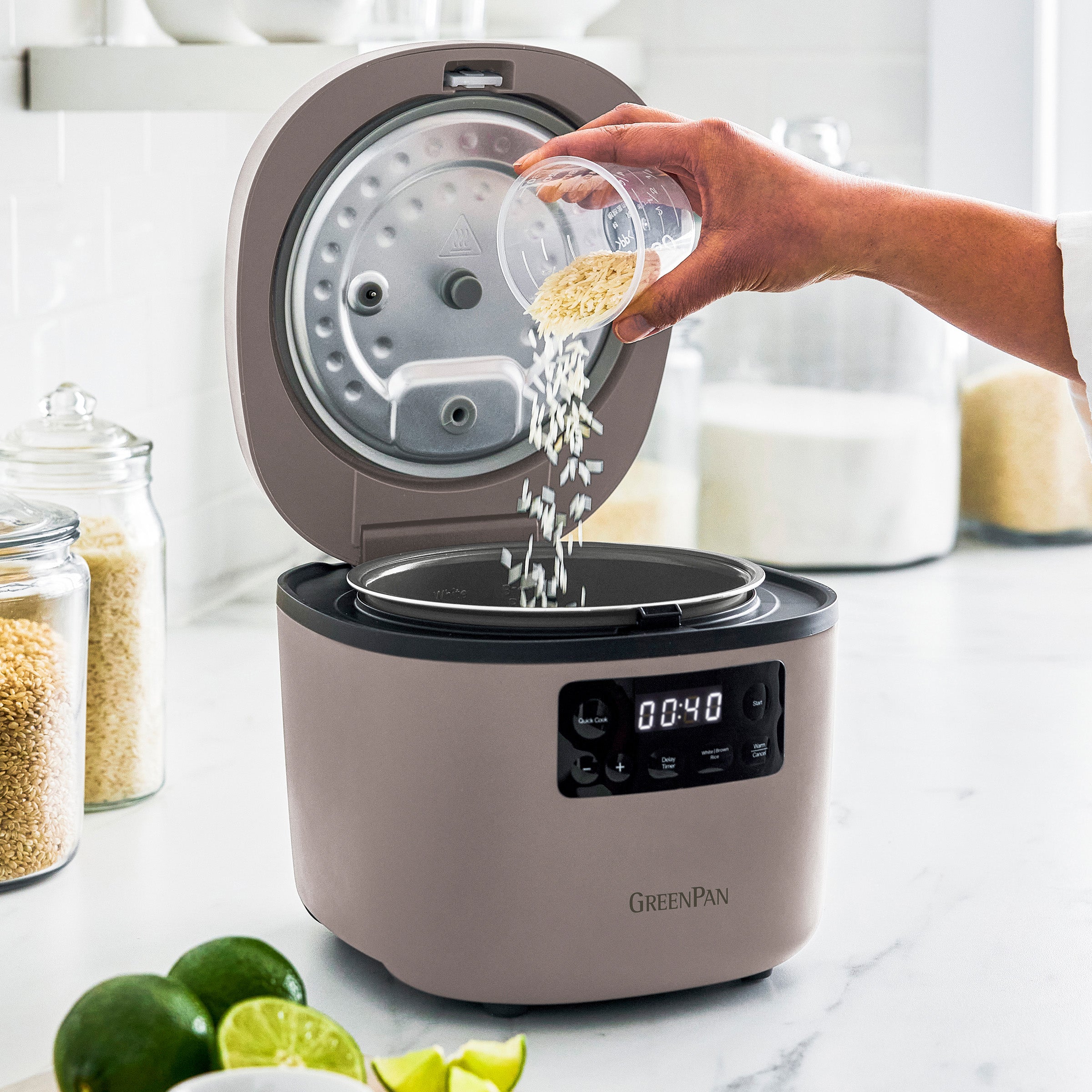 GreenPan Advanced 8-Cup Rice Cooker, Clay