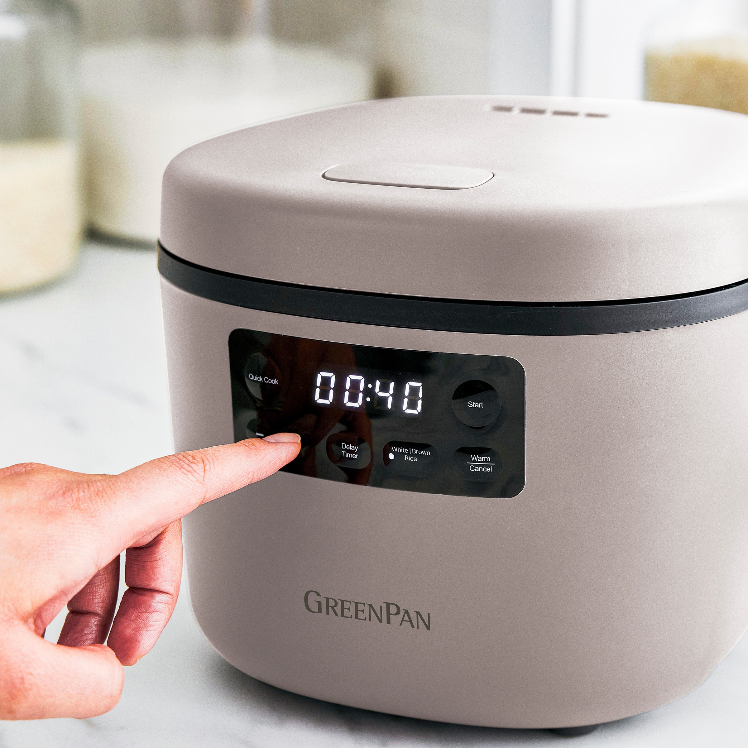 GreenPan Advanced 8-Cup Rice Cooker, Clay