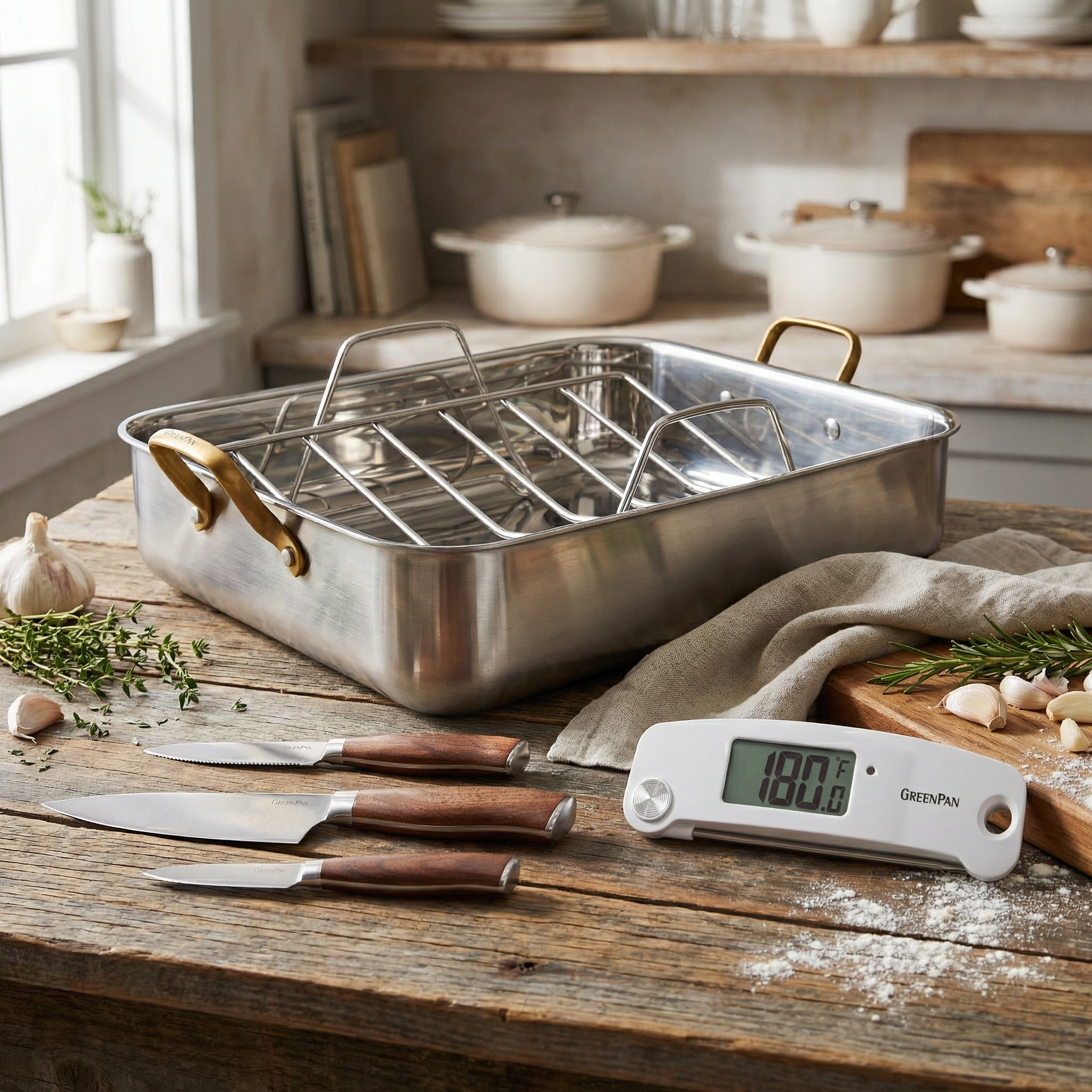 Roasting Bundle - Reserve Roaster, Premiere Knife Set & Accuread Thermometer